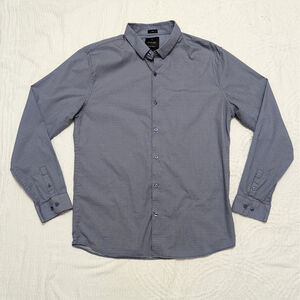 01.Algo Men's Slim Fit Stretch Cotton XLT XL Tall Casual Button Up Blue Shirt